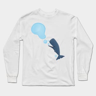 Cute sperm whale blowing bubbles cartoon Long Sleeve T-Shirt